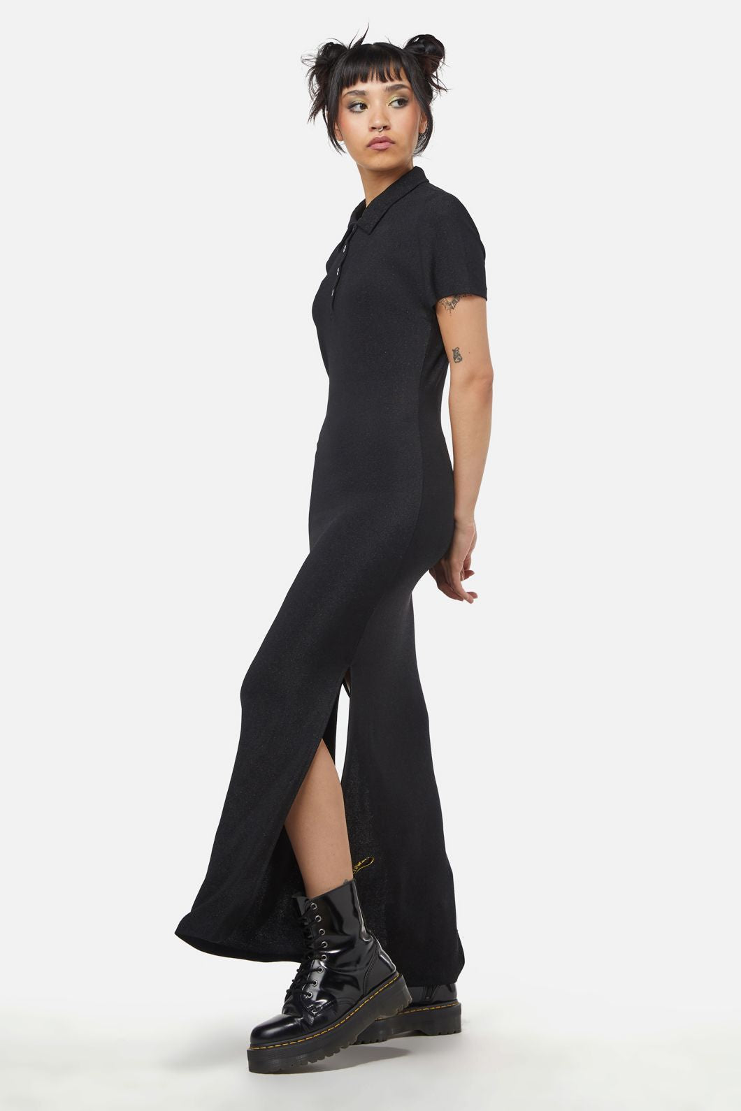  Glitter Mesh Midi Dress