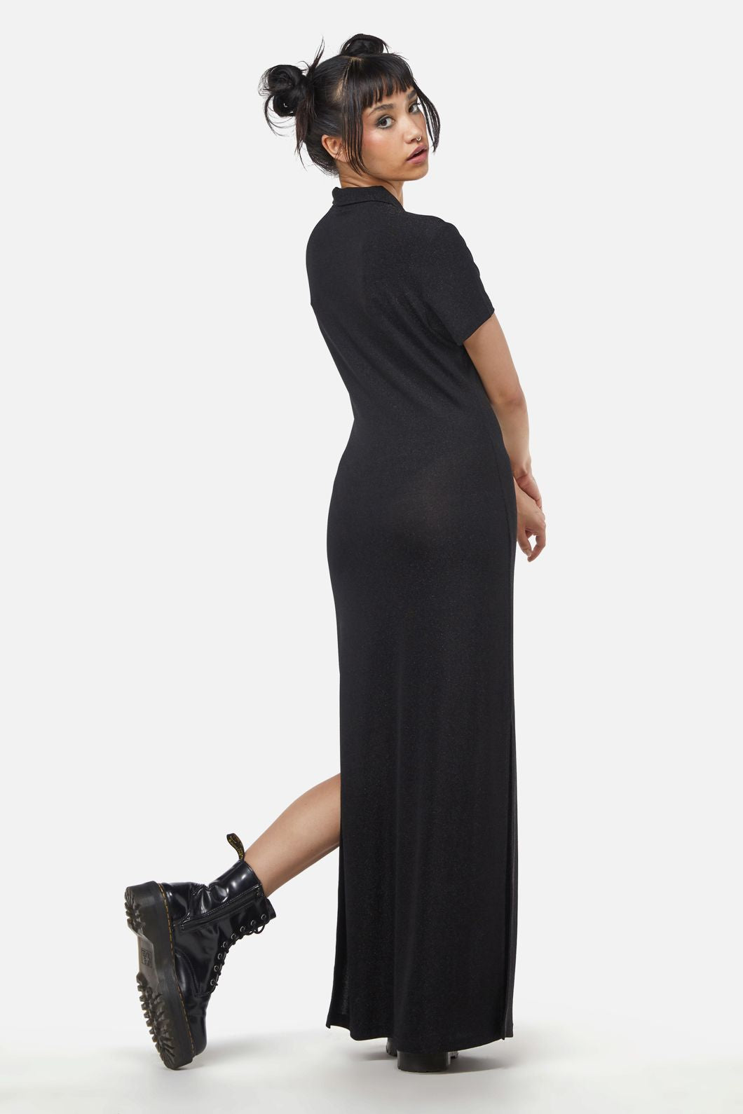  Glitter Mesh Midi Dress