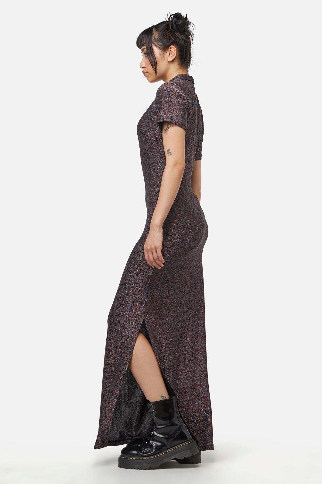  Glitter Mesh Midi Dress