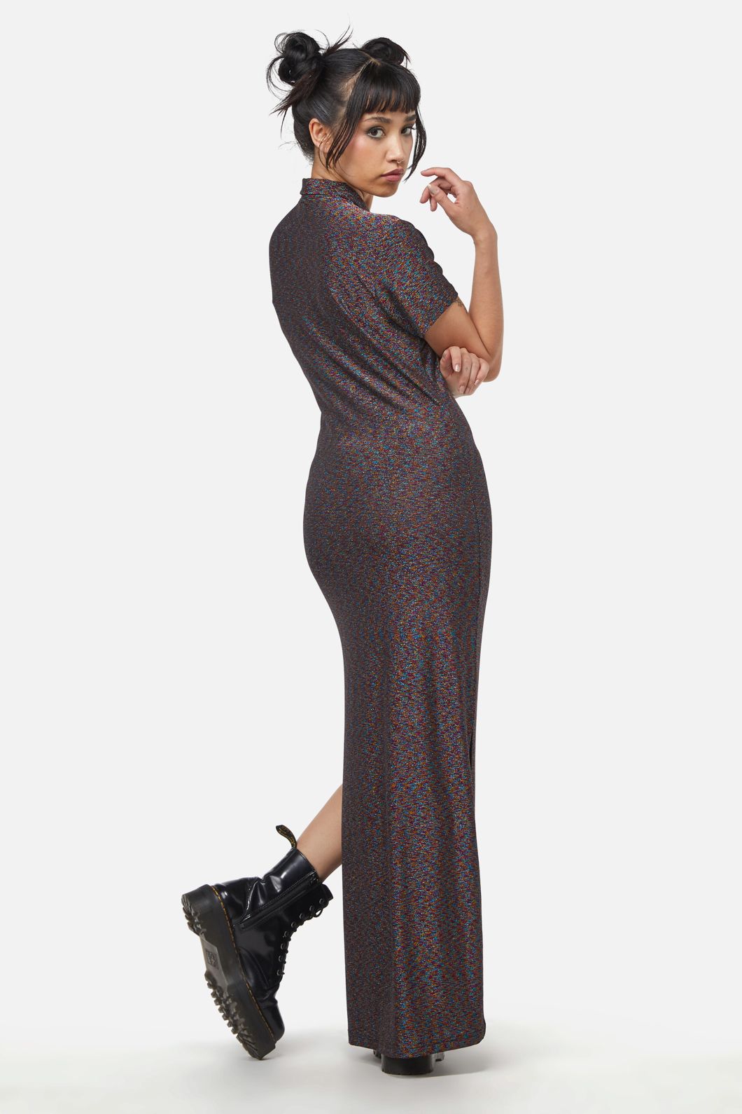  Glitter Mesh Midi Dress