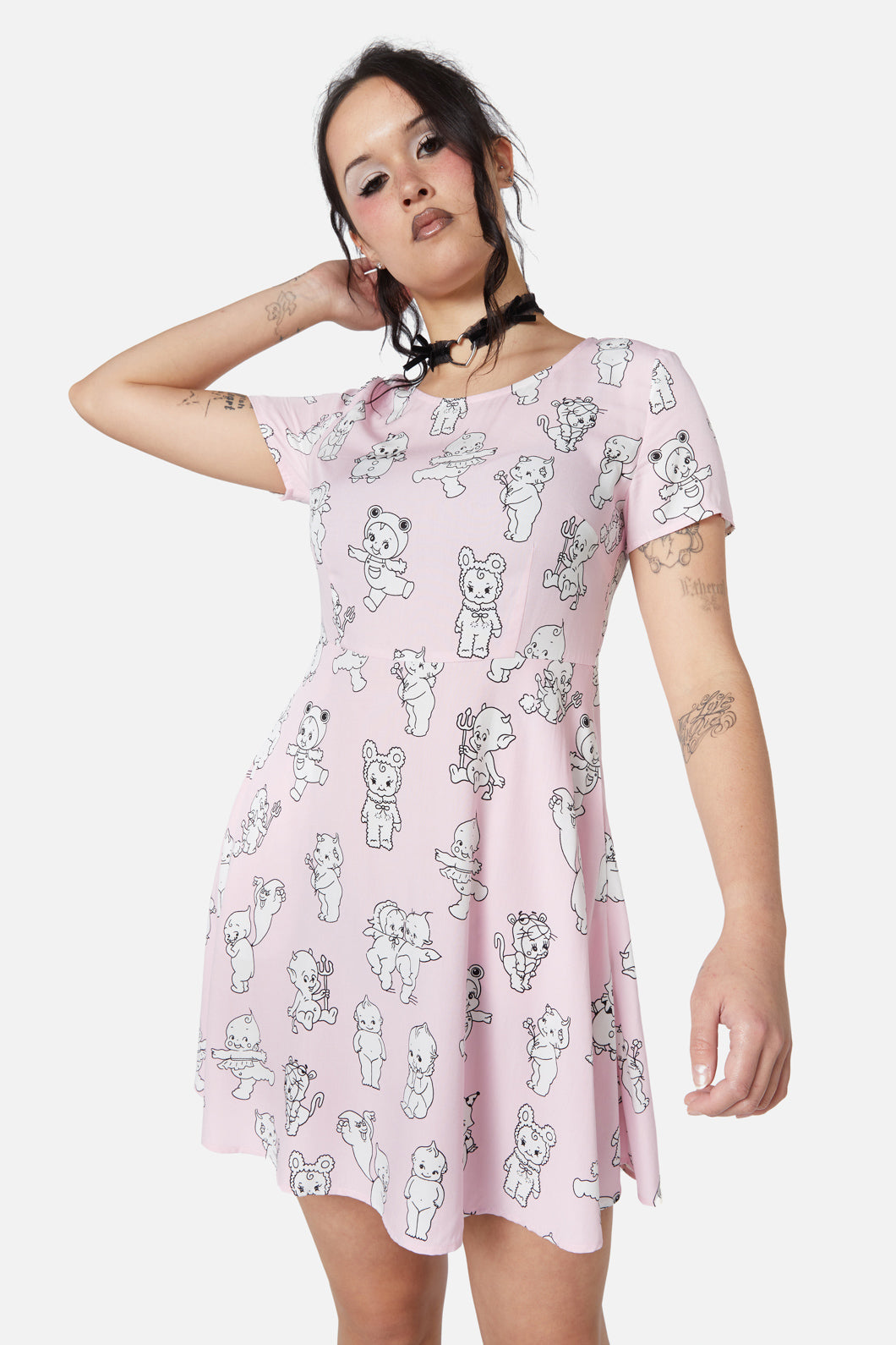  Cherub Face Printed Dress