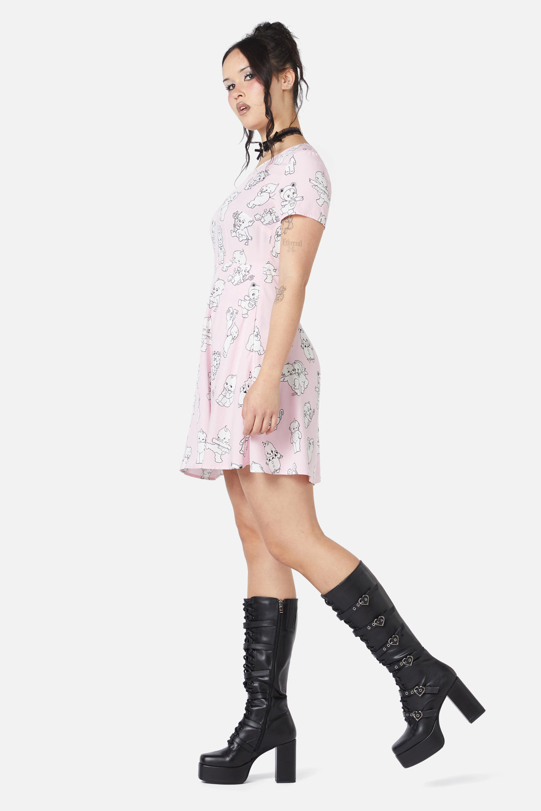  Cherub Face Printed Dress