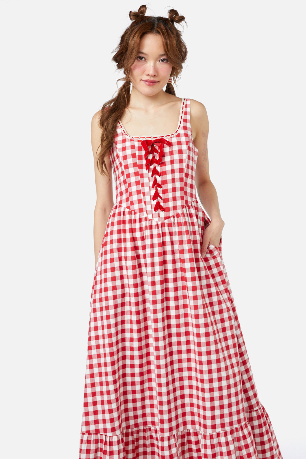  Jam Gingham Corset Dress