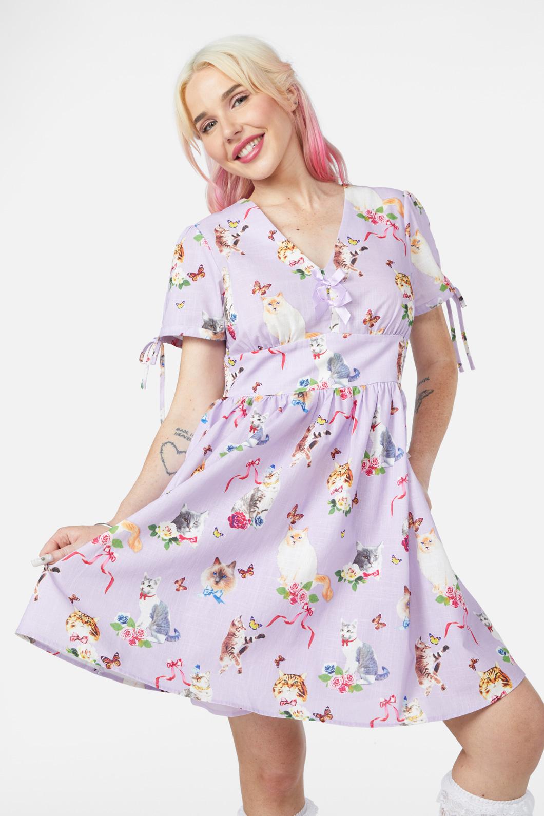  Kitsch Kitty Print Dress