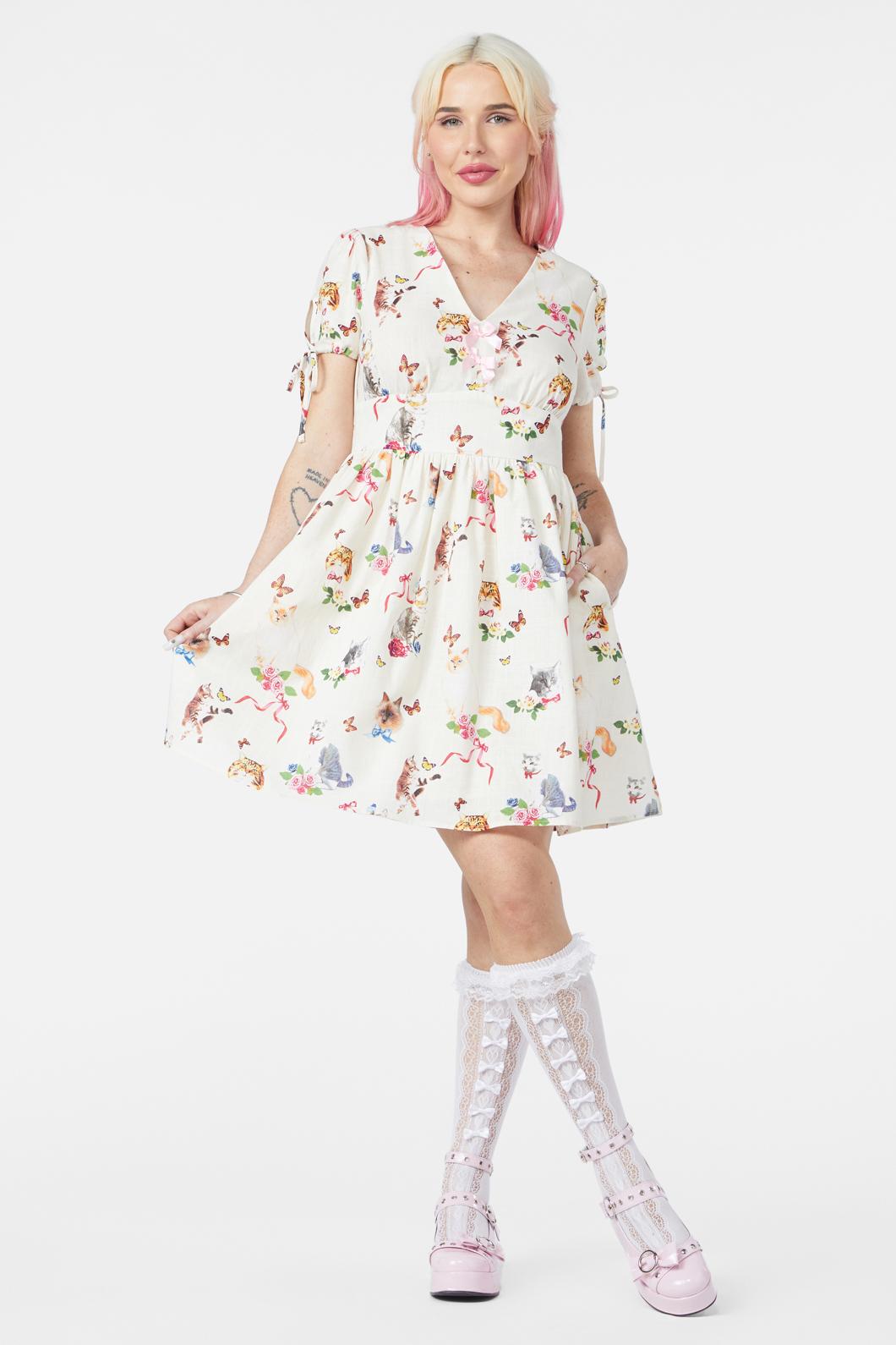  Kitsch Kitty Print Dress
