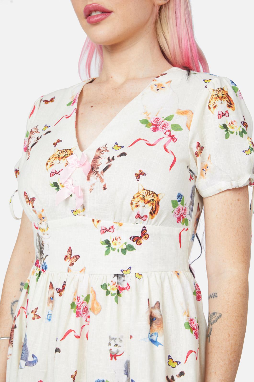  Kitsch Kitty Print Dress