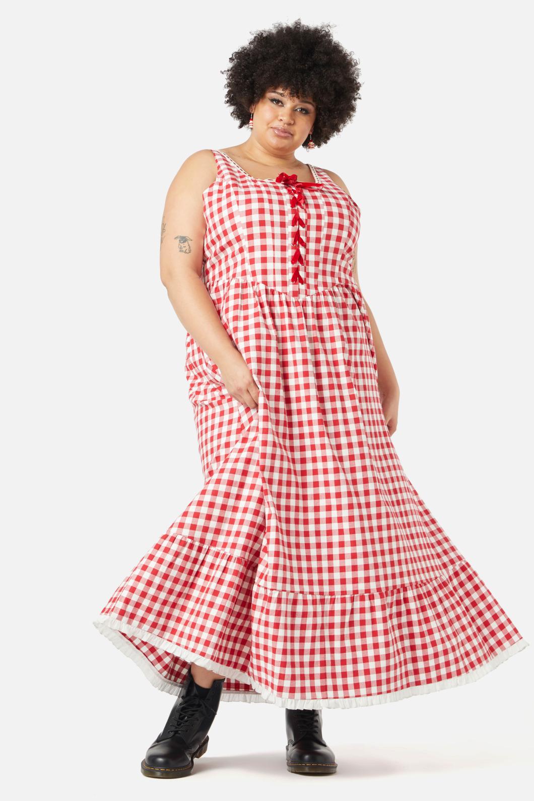  Curve Jam Gingham Corset Dress