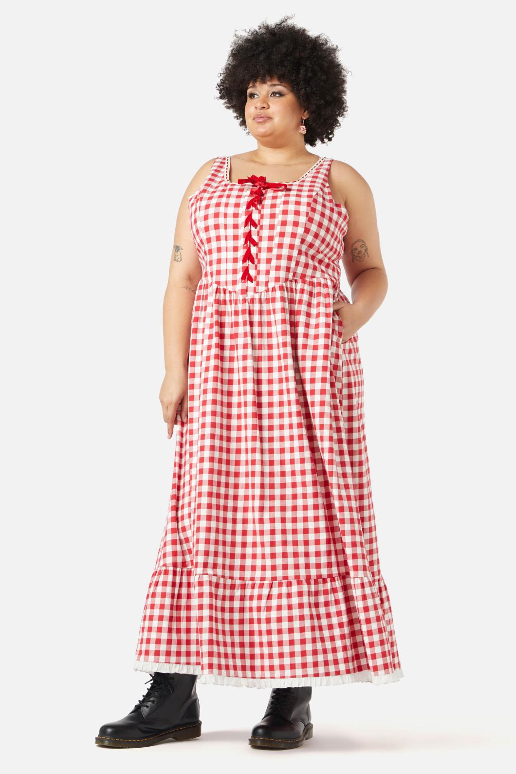  Curve Jam Gingham Corset Dress