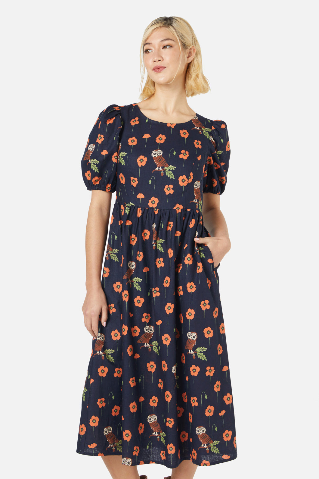  Poppy Owl Midi Dress