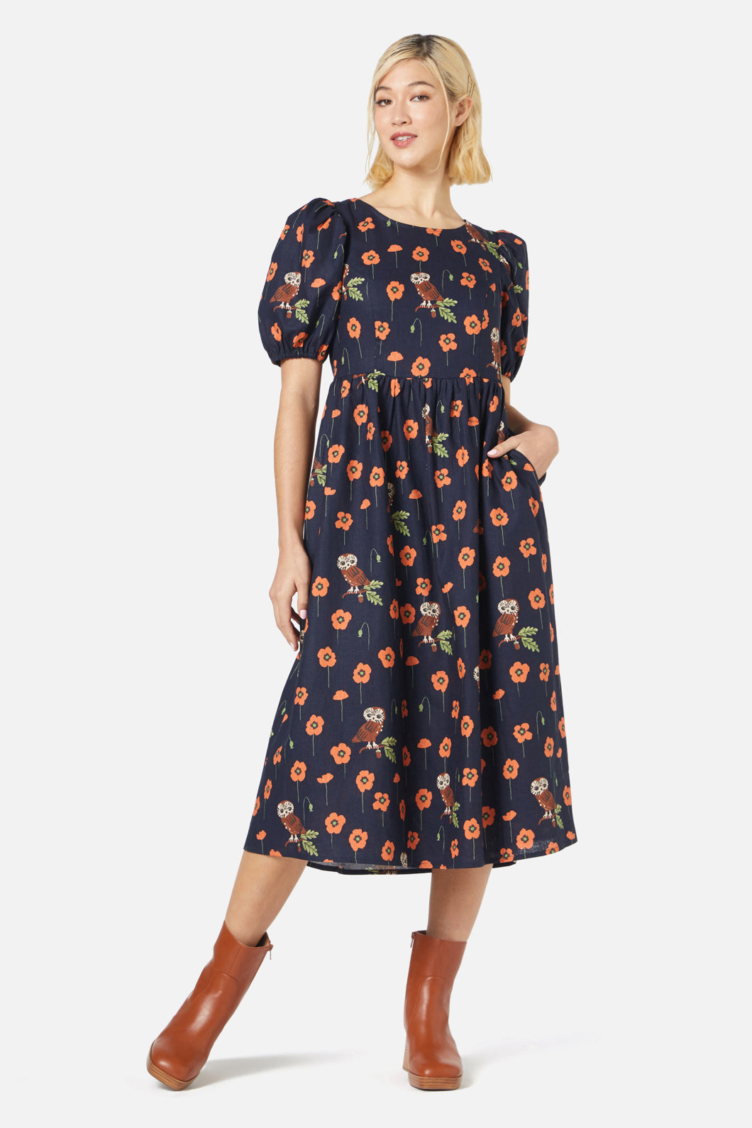  Poppy Owl Midi Dress