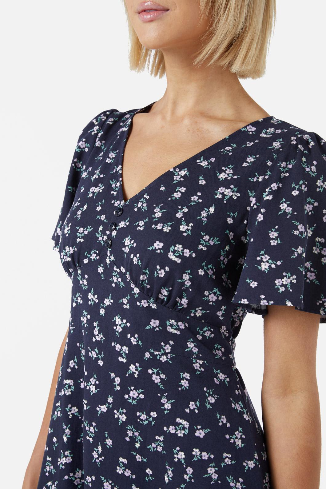  Lila Ditsy Mini Dress