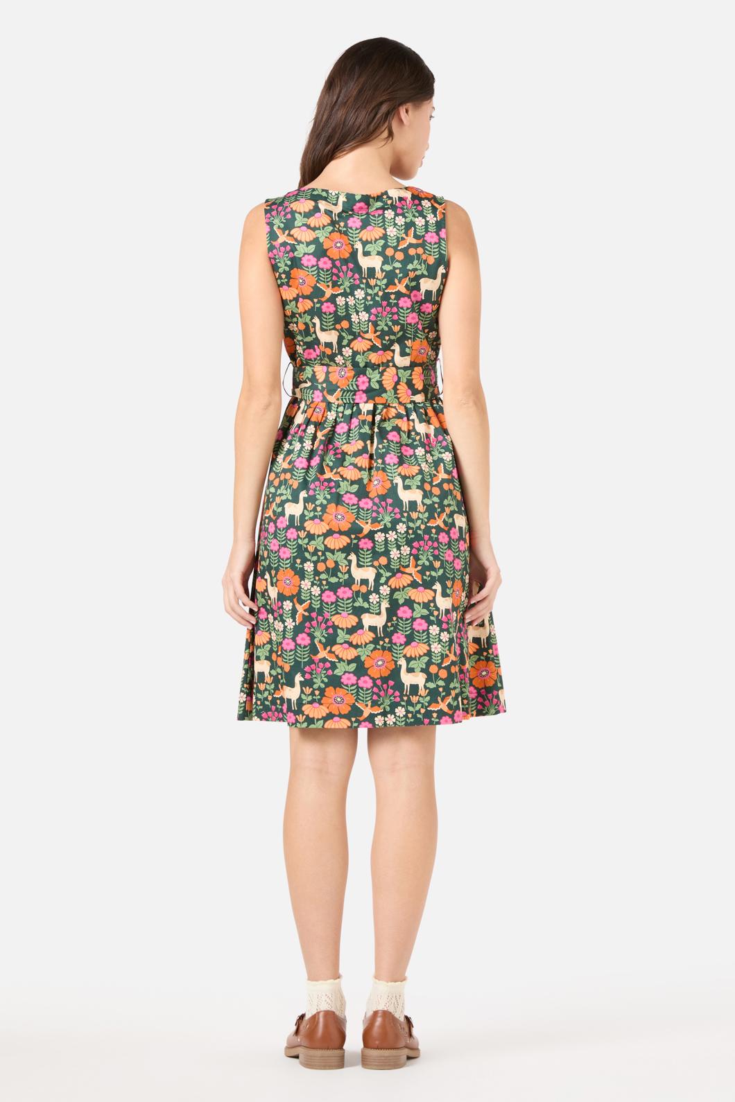  Llama V Neck Sleeveless Dress