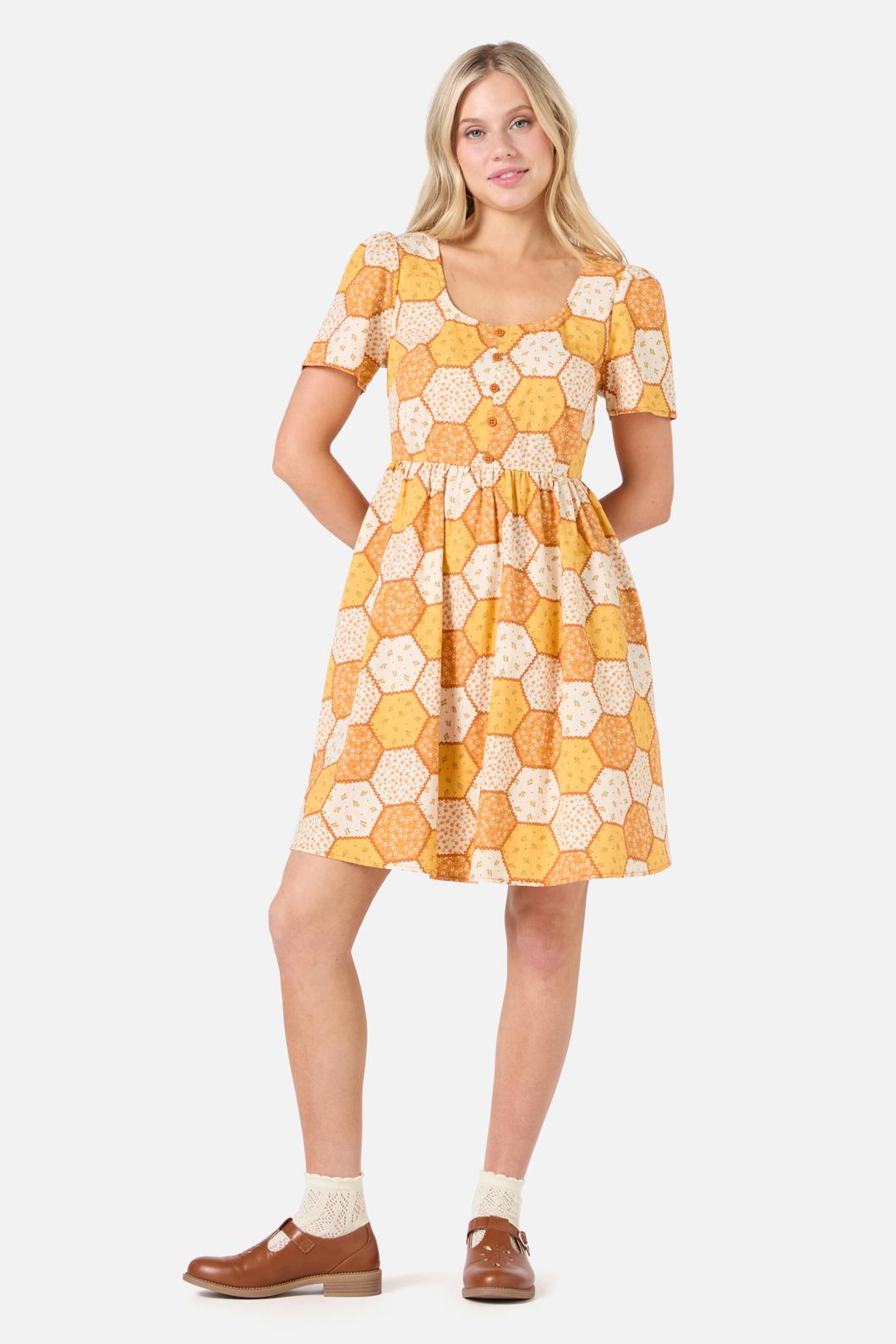  Patchwork Sleeved Mini Dress