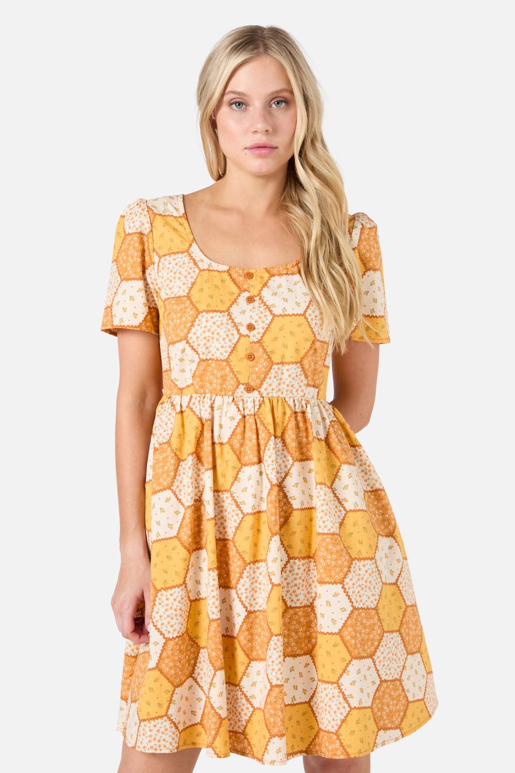  Patchwork Sleeved Mini Dress