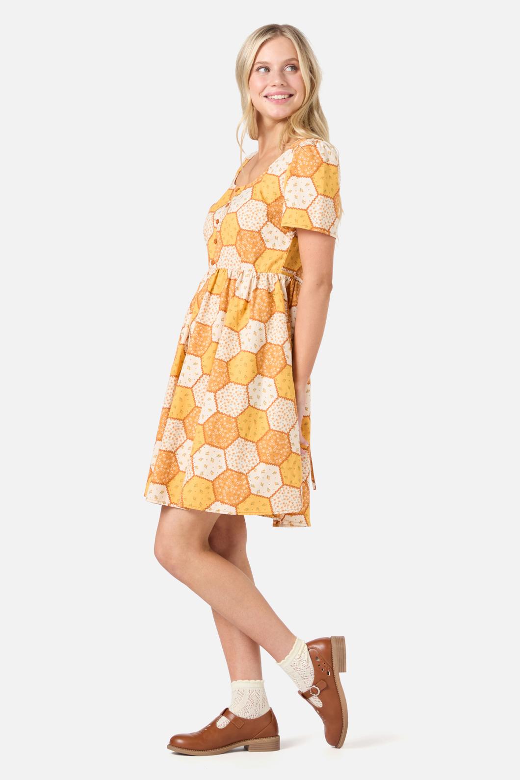  Patchwork Sleeved Mini Dress