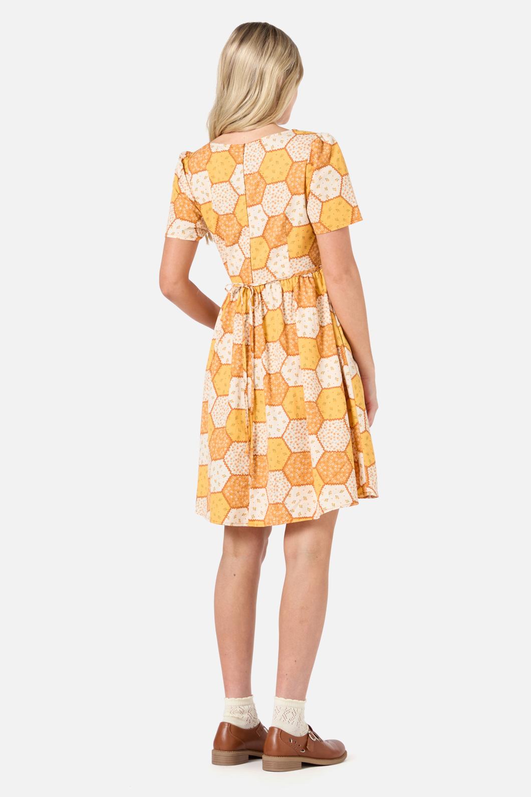  Patchwork Sleeved Mini Dress