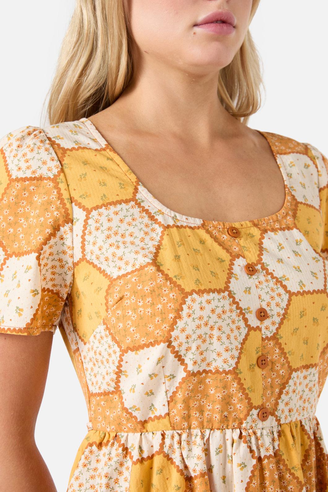  Patchwork Sleeved Mini Dress