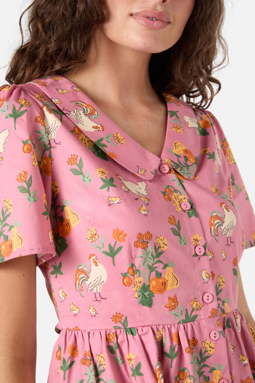  Chickens Mini Shirt Dress
