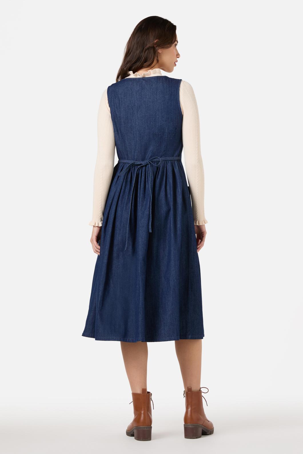 Rabbit Embroidered Denim Dress