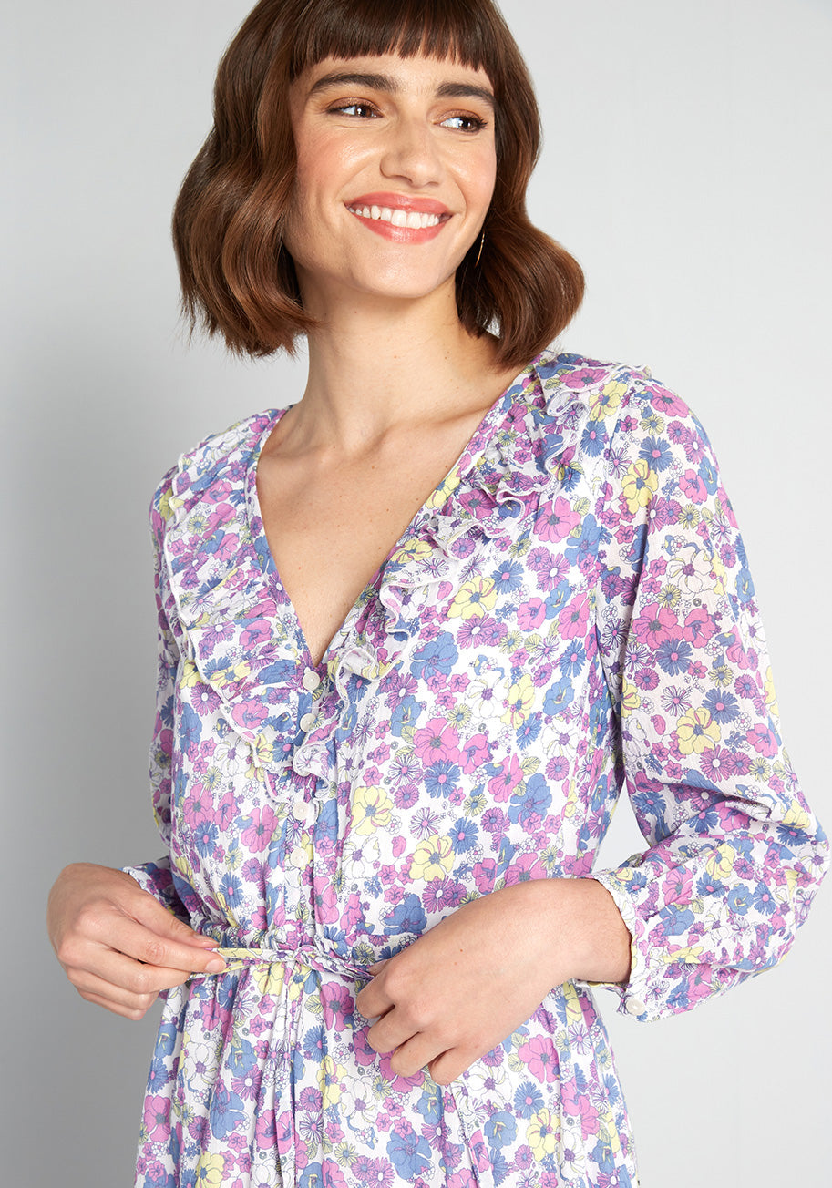  Ruffling For Flowers Midi Dress
