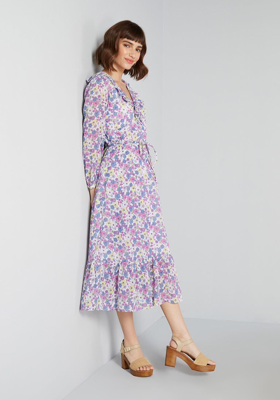  Ruffling For Flowers Midi Dress