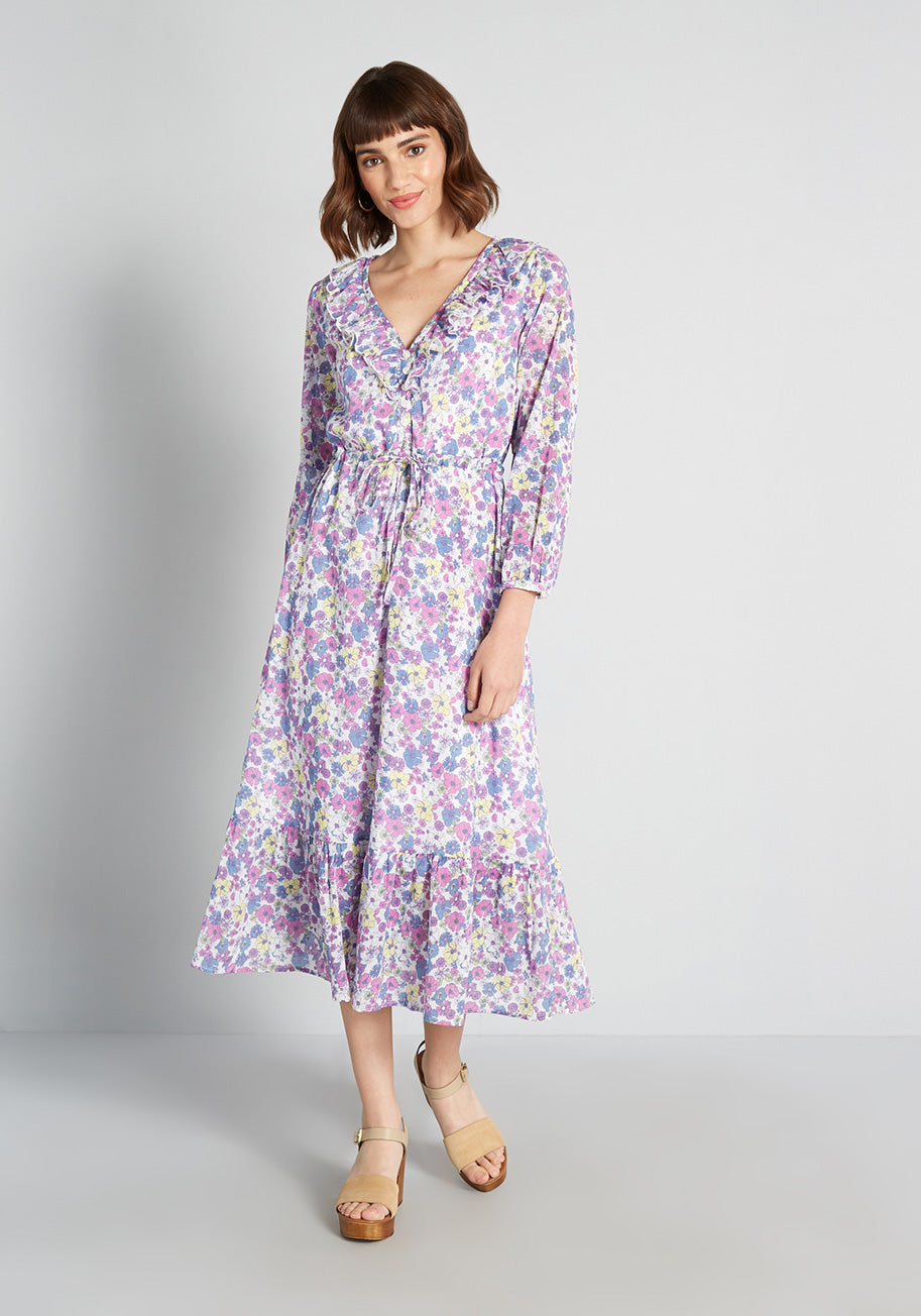  Ruffling For Flowers Midi Dress