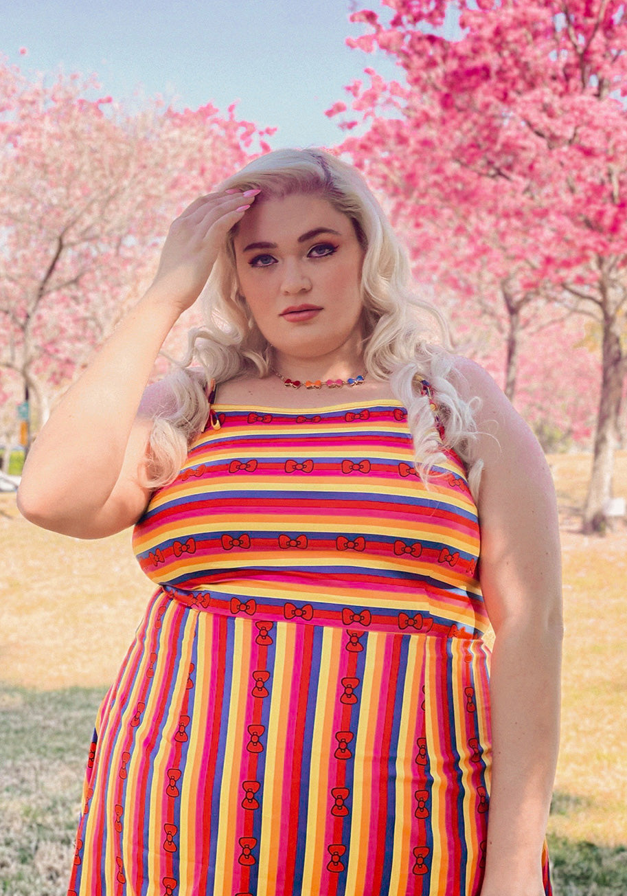  ModCloth X Hello Kitty Red Bows And Rainbows Fit And Flare Dress