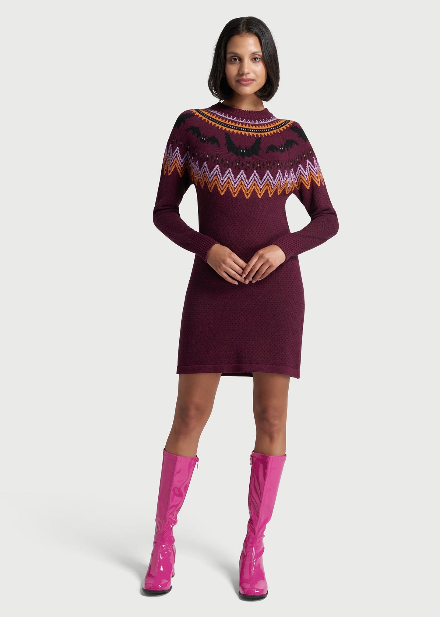  It Be Like 'Bat' Fair Isle Sweater Dress