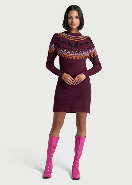  It Be Like 'Bat' Fair Isle Sweater Dress