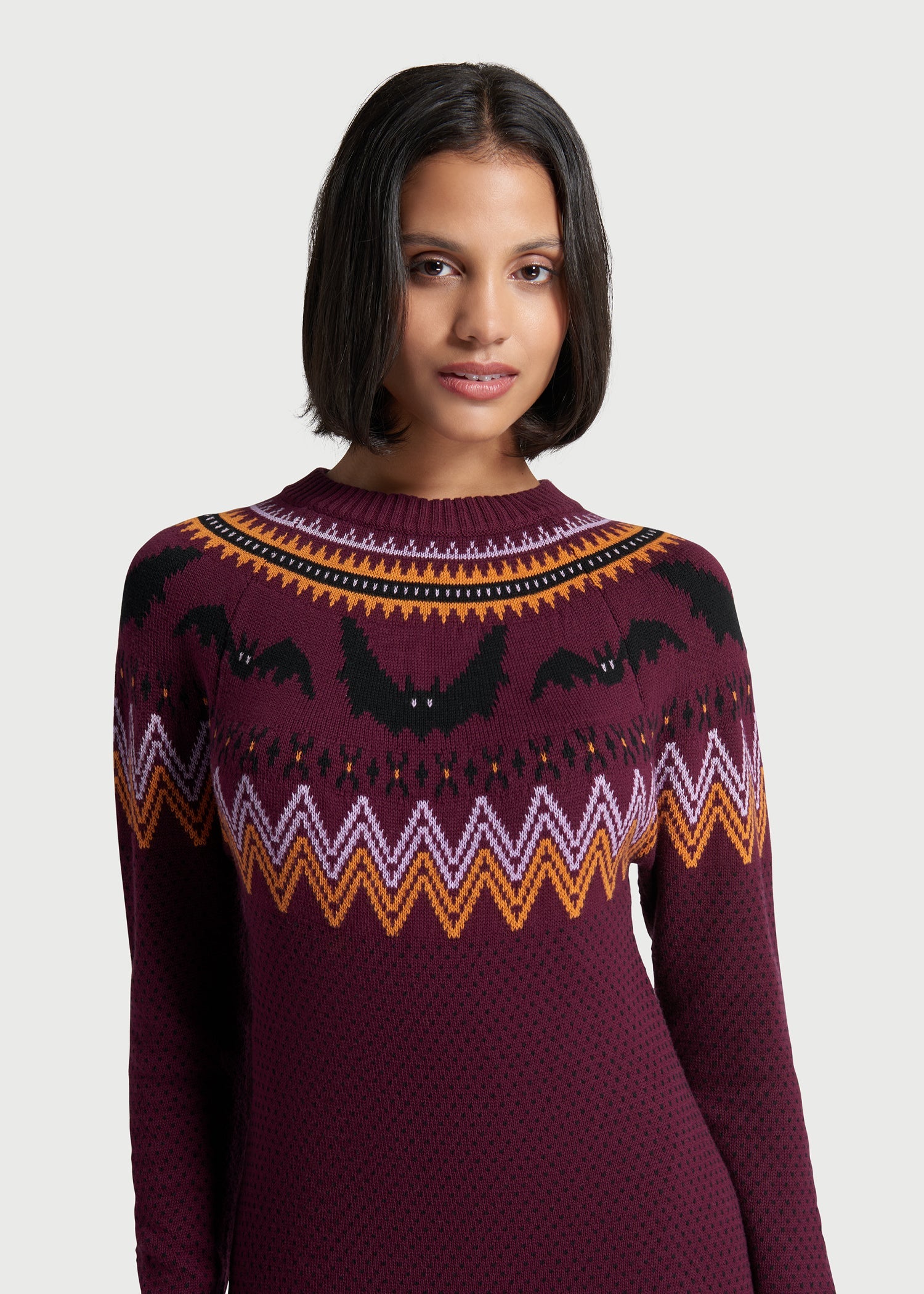  It Be Like 'Bat' Fair Isle Sweater Dress